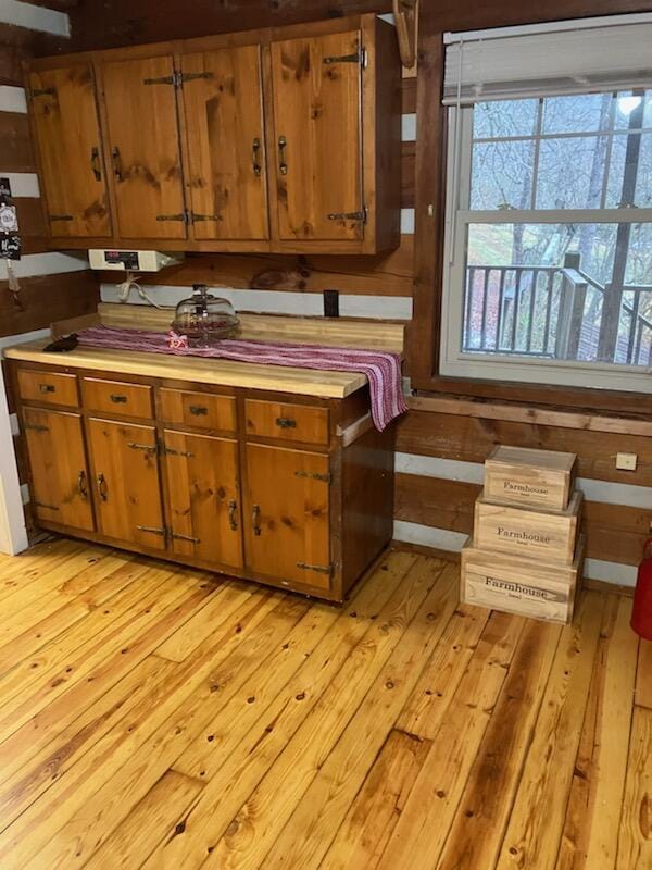 kitchen with light hardwood / wood-style floors