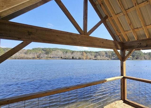 view of dock featuring a water view