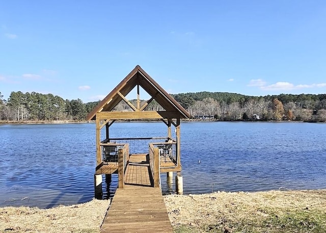 view of dock featuring a water view