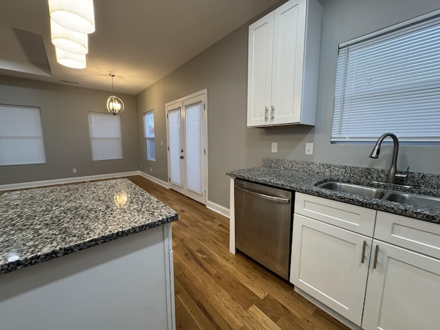 kitchen featuring dishwasher, white cabinetry, and sink