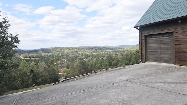 garage with a mountain view