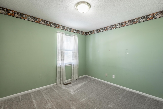 empty room featuring carpet flooring and a textured ceiling