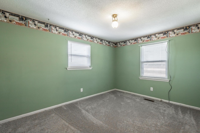 spare room with carpet floors and a textured ceiling