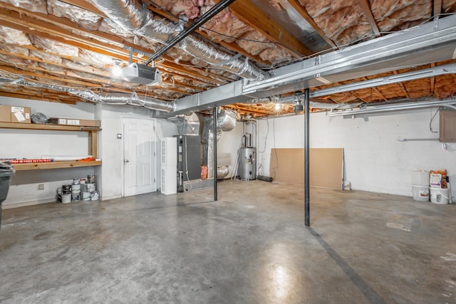 basement with water heater