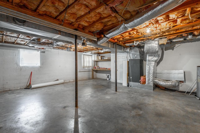 basement with water heater