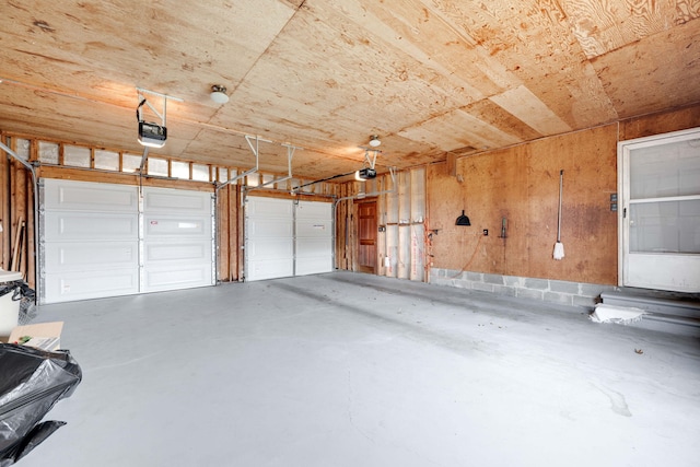 garage with a garage door opener