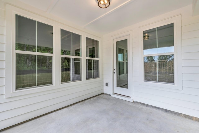 view of unfurnished sunroom