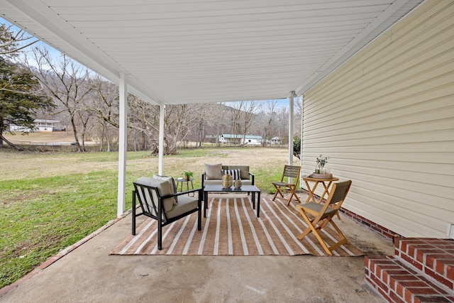 view of patio / terrace featuring an outdoor living space