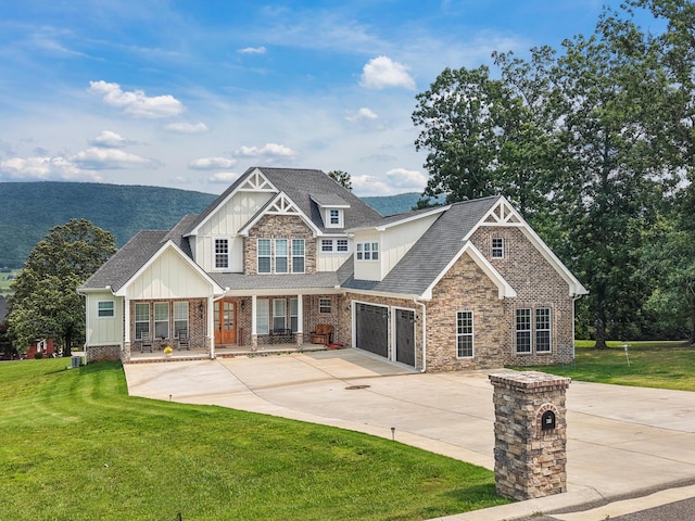 300 Skyhigh Dr, Dunlap, TN 37327 - view of front of house featuring board and batten siding, driveway, stone siding, and a front yard