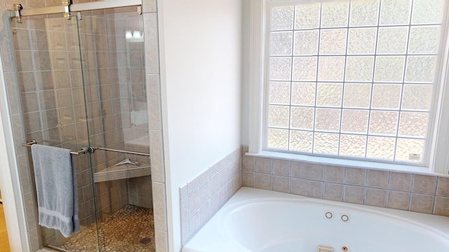 bathroom with plus walk in shower