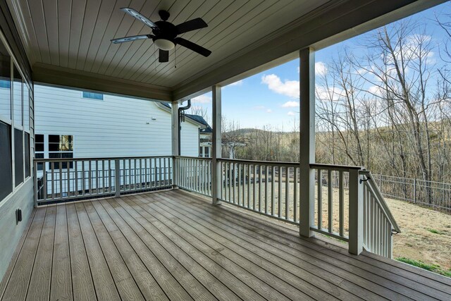 wooden terrace with ceiling fan