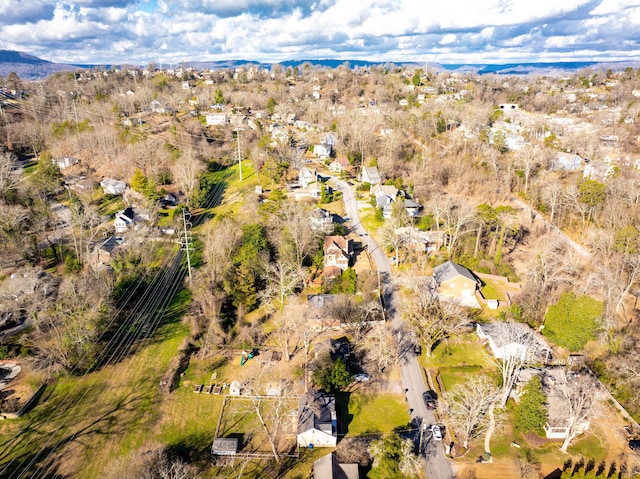 birds eye view of property featuring a mountain view