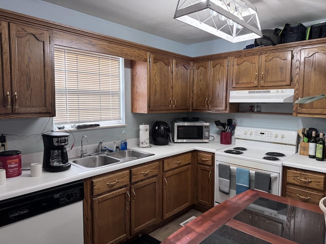 kitchen with white appliances and sink