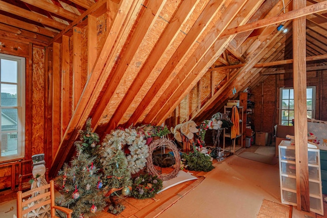 view of unfinished attic