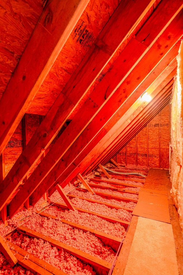 view of unfinished attic