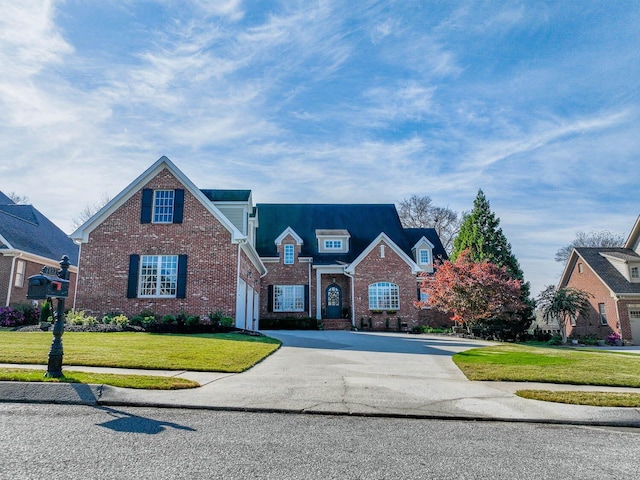 view of front of home with a front lawn