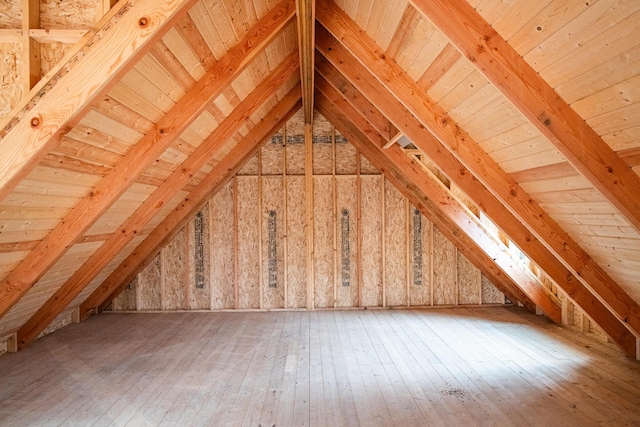 view of unfinished attic