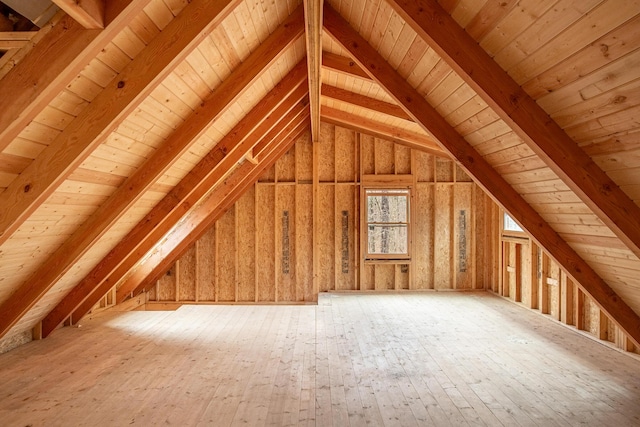 view of unfinished attic