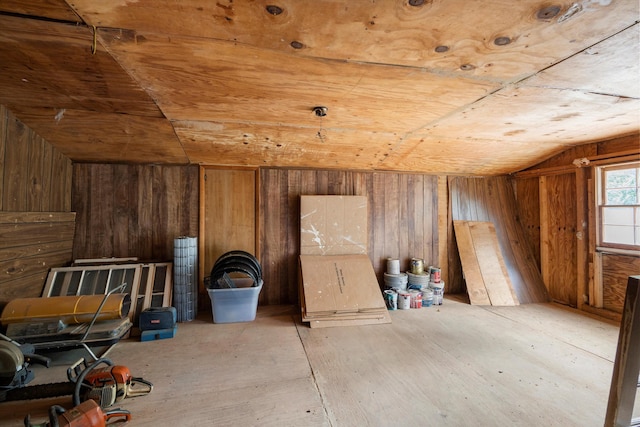 miscellaneous room featuring vaulted ceiling