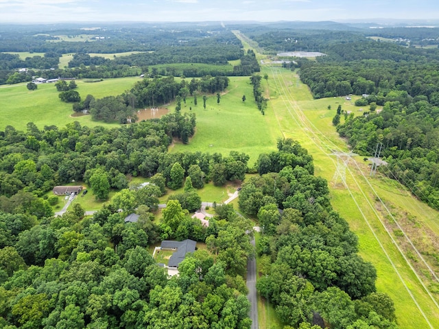 birds eye view of property featuring a rural view