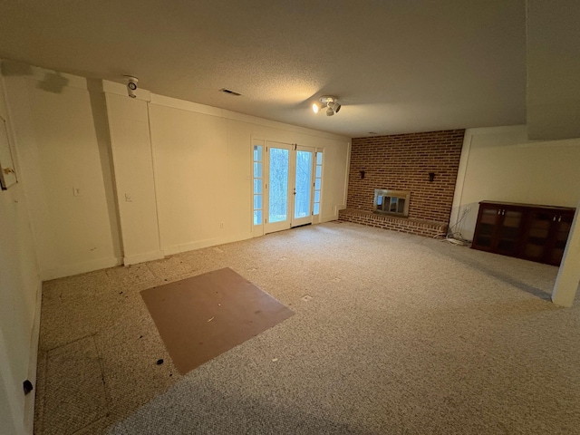 unfurnished living room with a fireplace