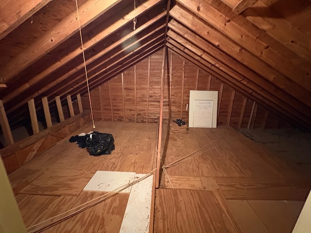 view of unfinished attic