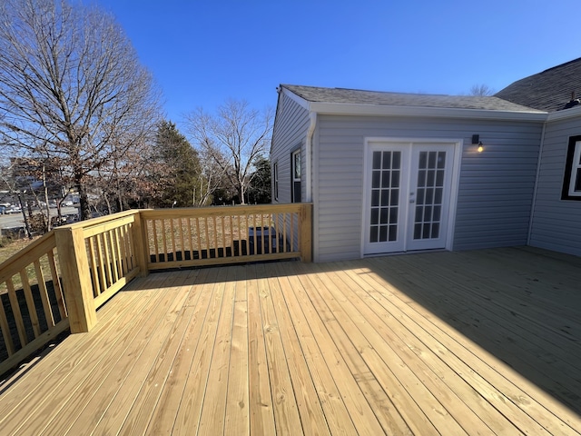 wooden deck with french doors