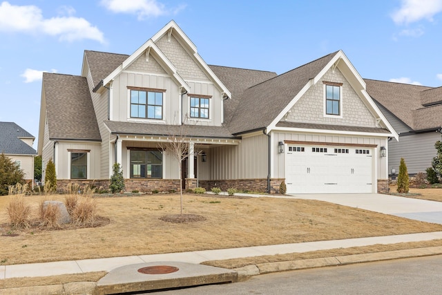 craftsman inspired home featuring a garage