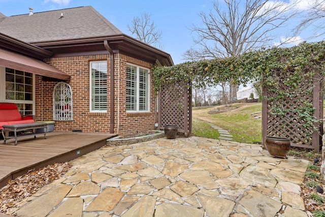 view of patio featuring a wooden deck