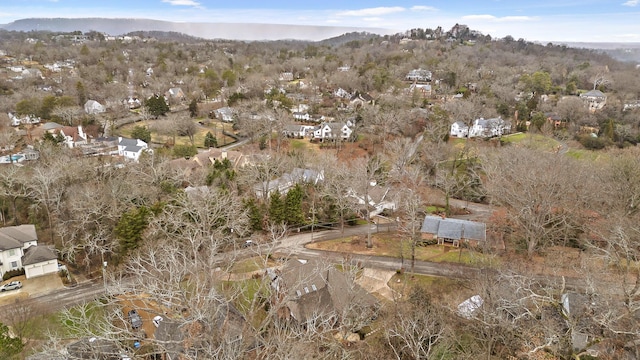 drone / aerial view featuring a mountain view