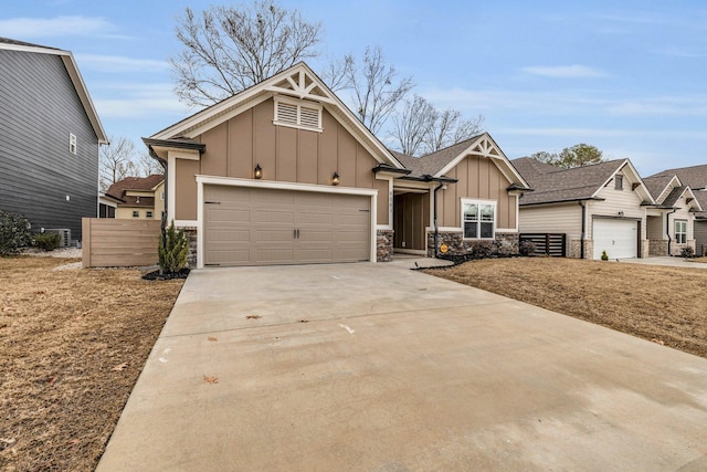 craftsman inspired home with a garage