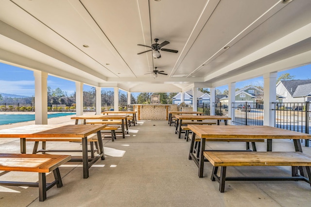 view of patio / terrace featuring ceiling fan