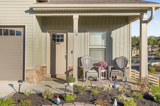 entrance to property featuring a garage