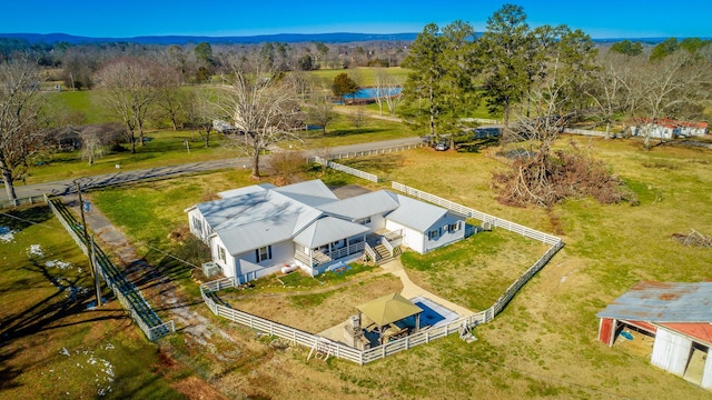 aerial view featuring a rural view