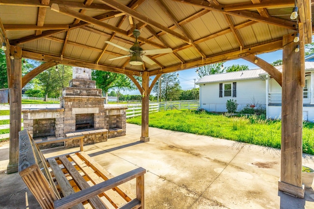 4533 Long Hollow Rd, Ringgold, GA 30736 - view of patio with a gazebo and an outdoor stone fireplace