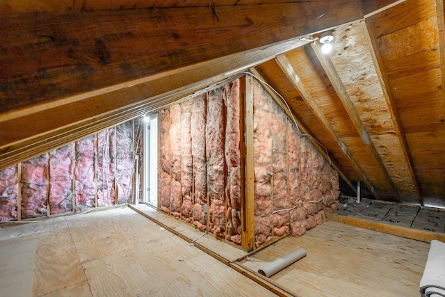 view of unfinished attic