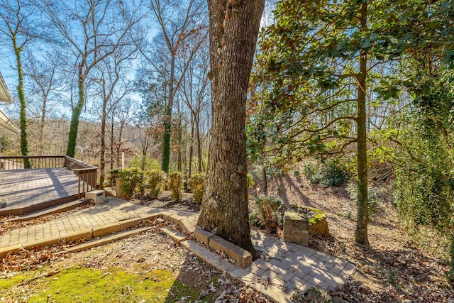 view of yard with a deck