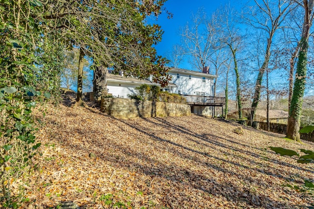 view of yard with a deck