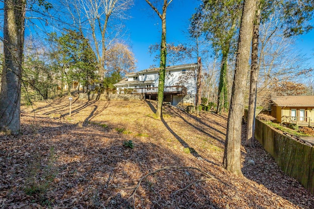 view of yard with a deck