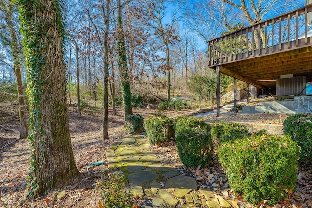 view of yard with a deck