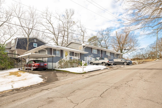 tri-level home with a carport