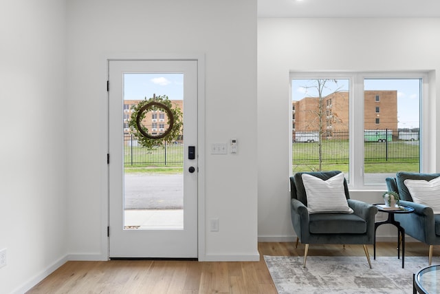 entryway with light hardwood / wood-style flooring