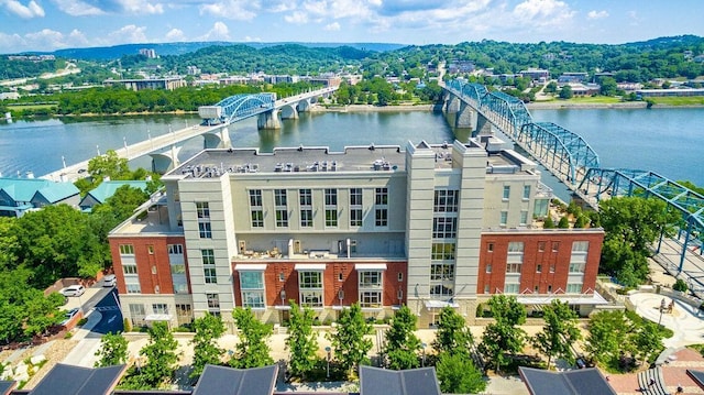 bird's eye view featuring a water view