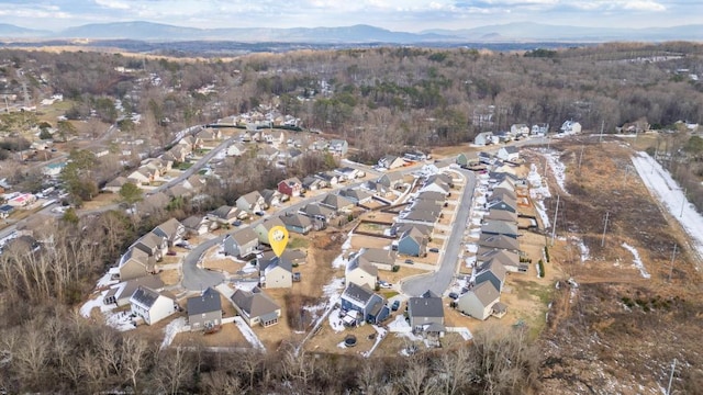 bird's eye view featuring a mountain view