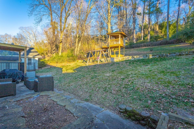 view of yard featuring a deck