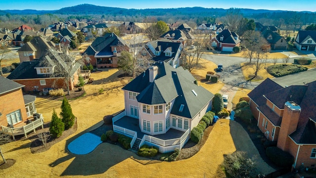 bird's eye view with a mountain view