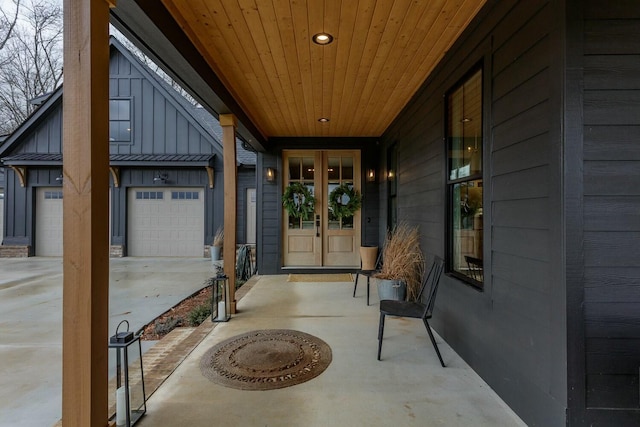 entrance to property featuring a garage