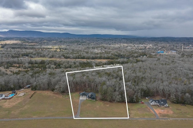 aerial view with a mountain view