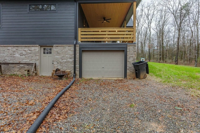 garage featuring ceiling fan