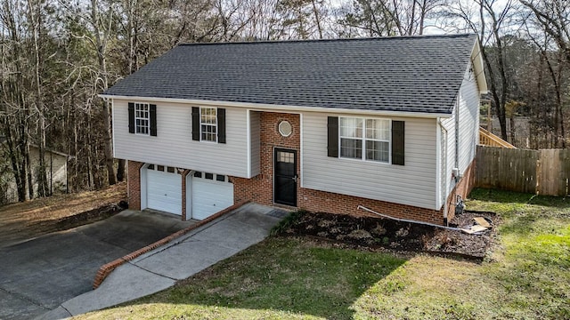 bi-level home with a garage